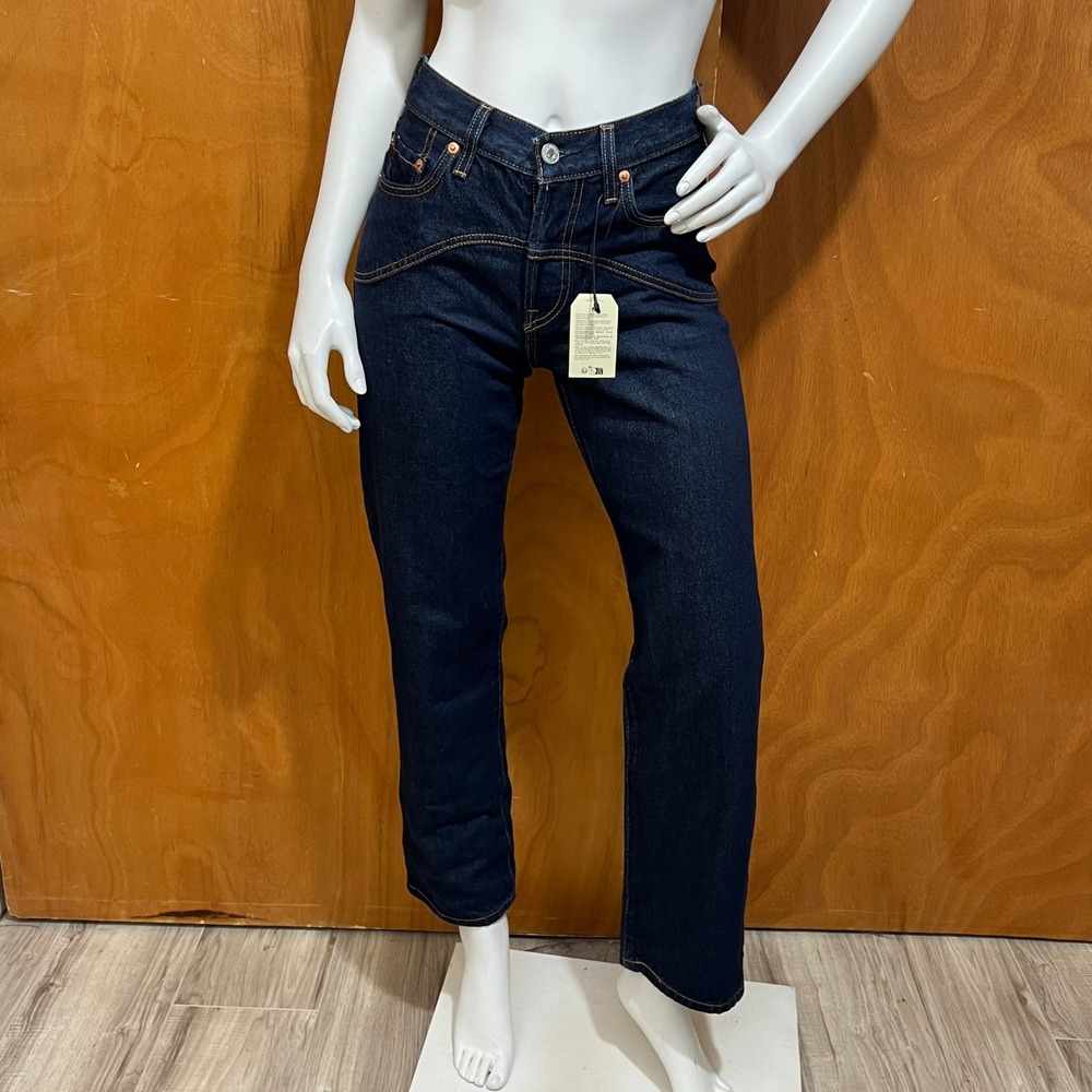 Levis Premium 501 90s Western Yoke Straight Jeans Womens 23x30 Dark Wash - Picture 2 of 15